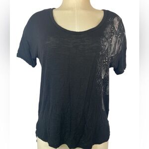 Rock & Republic Black Graphic Short Sleeve Tee Women’s Small